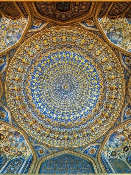 A gilded blue-and-gold interior dome